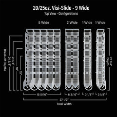 20oz. Visi-Slide®  Extended 36" 9 wide Shelf Glide